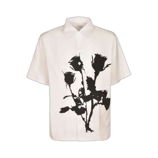 Prada Rose-Appliqué Short-Sleeved Shirt