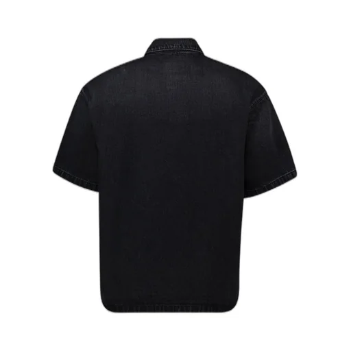 Prada Logo Plaque Short Sleeved Denim Shirt