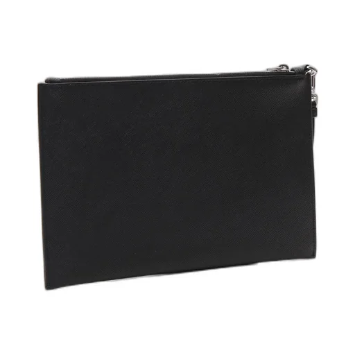 Prada Logo Plaque Zip Clutch Bag