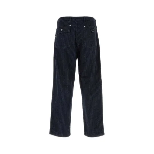 Prada Enamel-Triangle Logo Tapered Leg Trousers