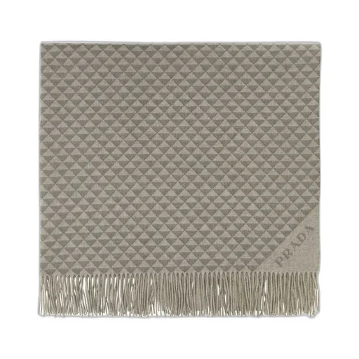 Prada Fringed Symbole Double Blanket