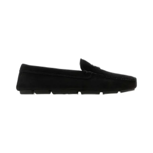 Prada Logo Plaque Slip-On Loafers