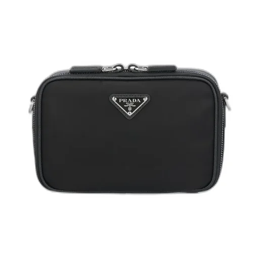 Prada Logo Plaque Brique Zipped Messenger Bag