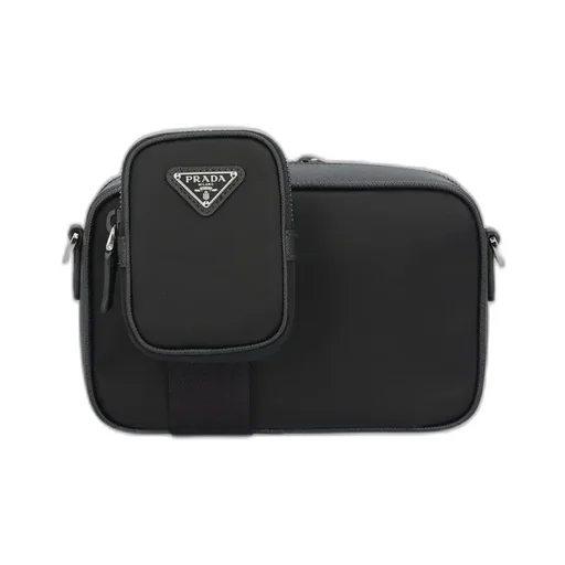 Prada Logo Plaque Brique Zipped Messenger Bag