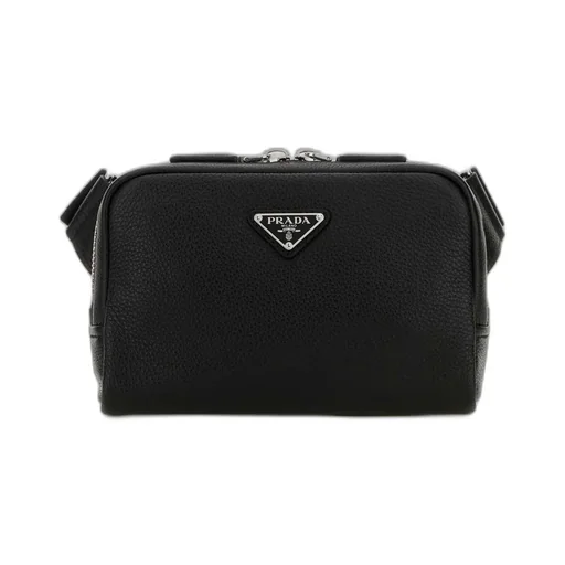 Prada Logo Plaque Zipped Messenger Bag