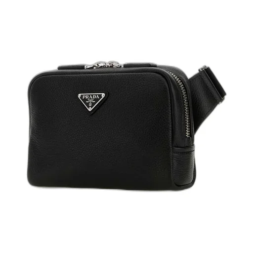 Prada Logo Plaque Zipped Messenger Bag