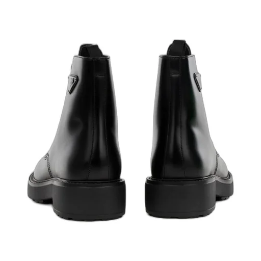 Prada Logo Plaque Laced Boots