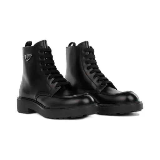 Prada Logo Plaque Laced Boots