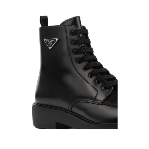 Prada Logo Plaque Laced Boots