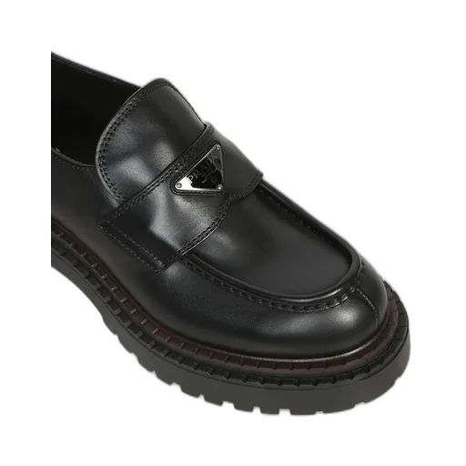 Prada Logo Plaque Slip-On Loafers