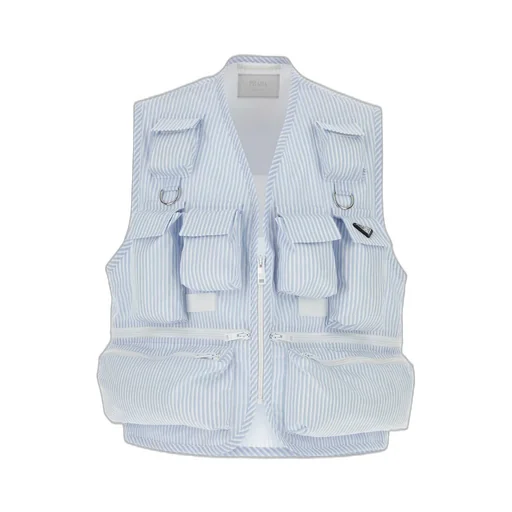 Prada Striped Zip Up Gilet