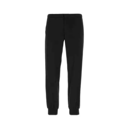 Prada Logo Plaque Straight-Leg Pants