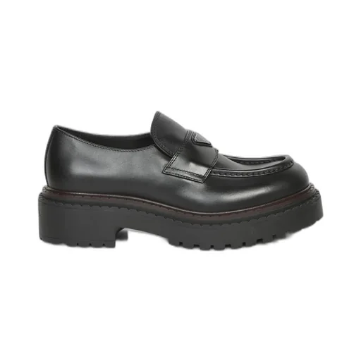 Prada Logo Plaque Slip-On Loafers