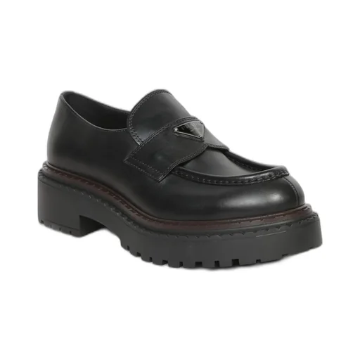 Prada Logo Plaque Slip-On Loafers