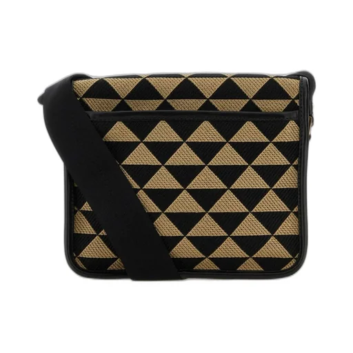 Prada Symbole Embroidered Foldover Top Messenger Bag