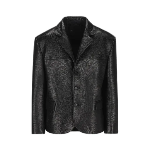Prada Single-Breasted Long-Sleeved Leather Jacket