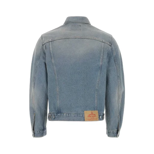 Prada Enamelled Tag Detailed Denim Jacket