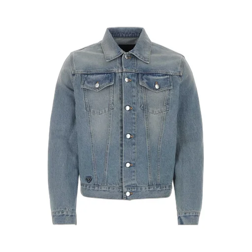 Prada Enamelled Tag Detailed Denim Jacket