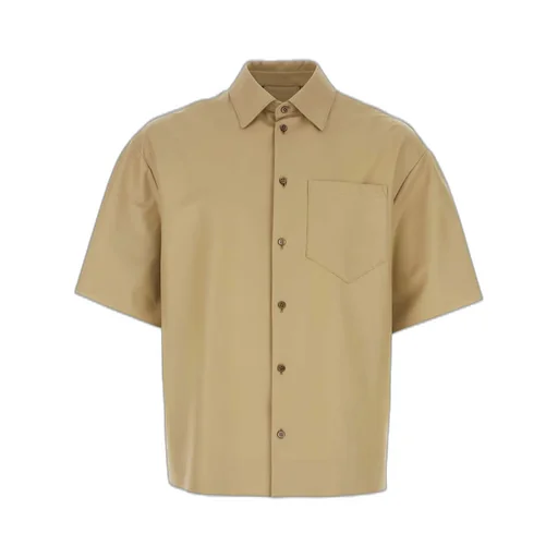Prada Buttoned Short-Sleeved Leather Shirt