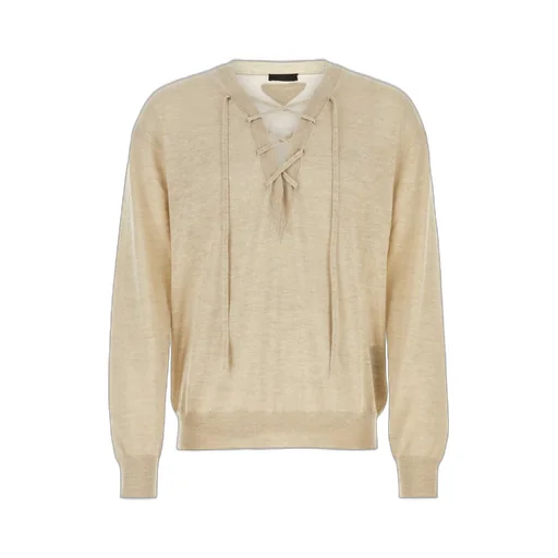 Prada Criss-Cross V-Neck Knit Sweatshirt