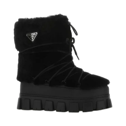 Prada Logo Plaque Ankle Boots