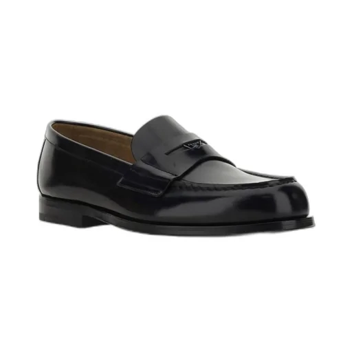 Prada Logo-Triangle Slip-On Penny Loafers