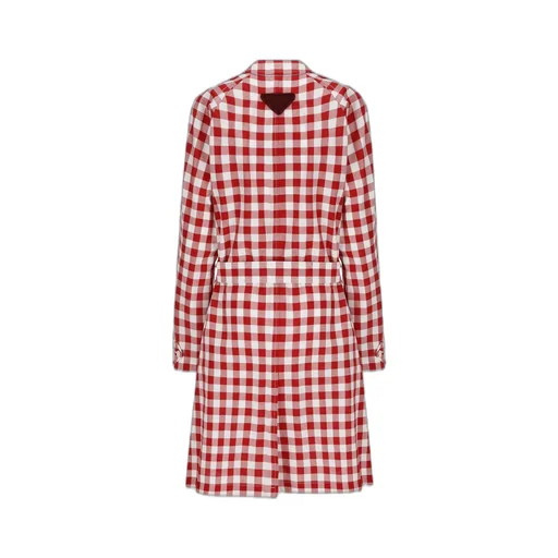 Prada Check-Printed Belted Coat