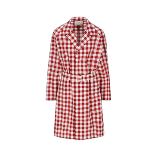 Prada Check-Printed Belted Coat