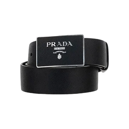 Prada Logo Plaque Buckle Belt