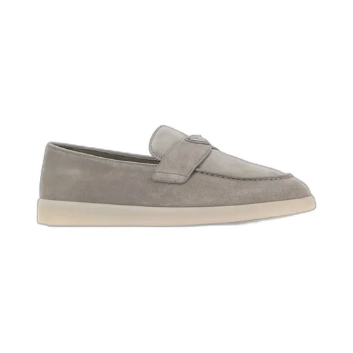 Prada Logo Plaque Almond Toe Loafers