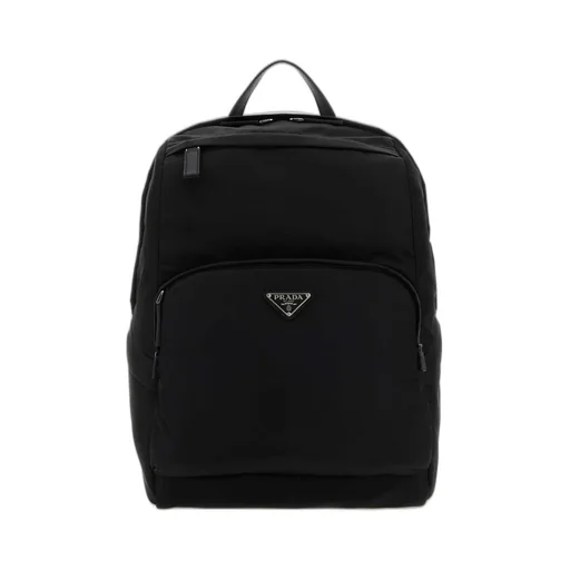 Prada Logo-Plaque Zipped Backpack