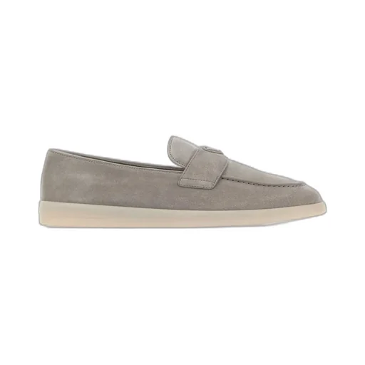 Prada Logo Plaque Almond Toe Loafers