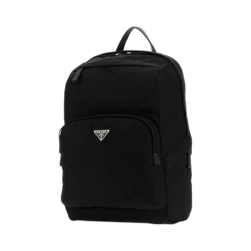 Prada Logo-Plaque Zipped Backpack