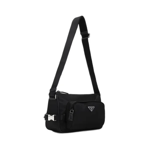 Prada Logo Plaque Zipped Messenger Bag