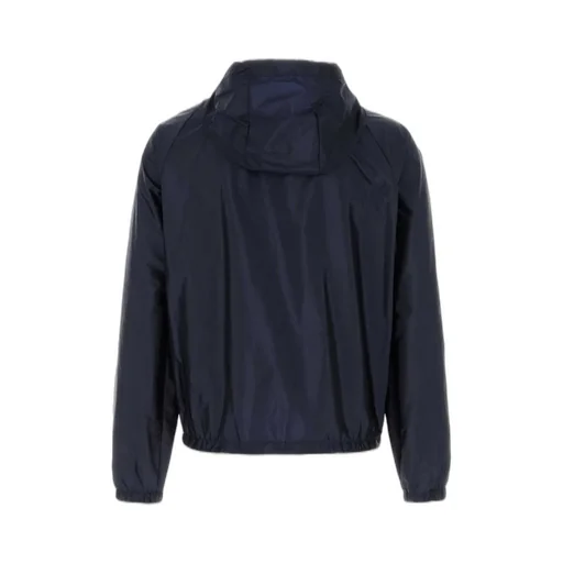 Prada Logo Plaque Zip-Up Hooded Jacket