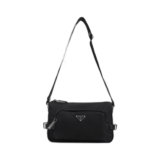 Prada Logo Plaque Zipped Messenger Bag