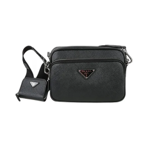 Prada Logo Plaque Zipped Crossbody Bag