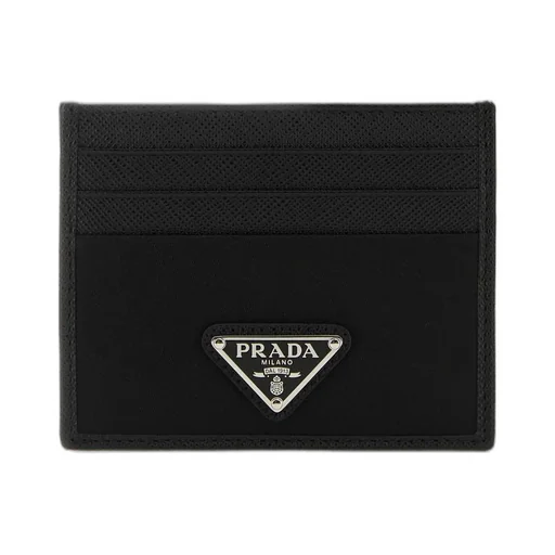 Prada Logo Plaque Slit Detailed Card Holder