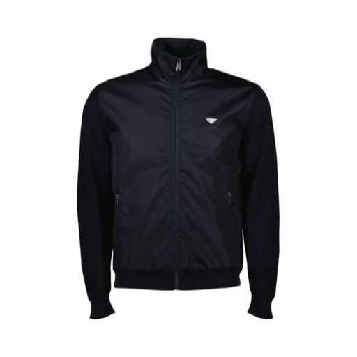Prada Logo Plaque Zipped Jacket