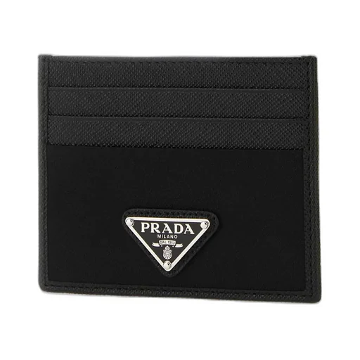 Prada Logo Plaque Slit Detailed Card Holder