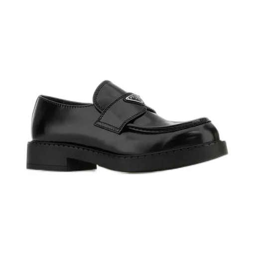 Prada Logo Plaque Slip-On Loafers