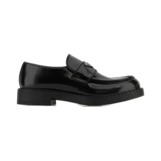 Prada Logo Plaque Slip-On Loafers