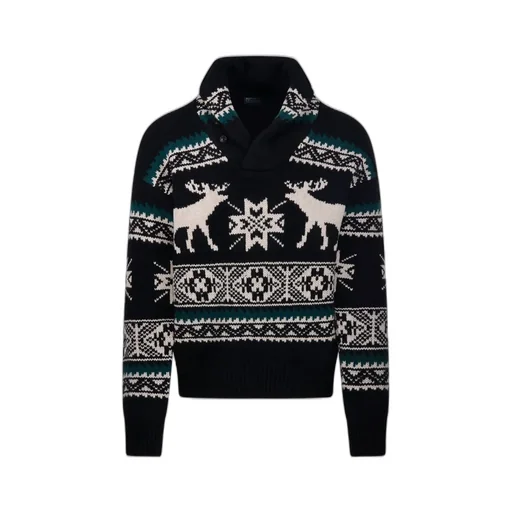 Polo Ralph Lauren Shawl Collar Patterned Jumper