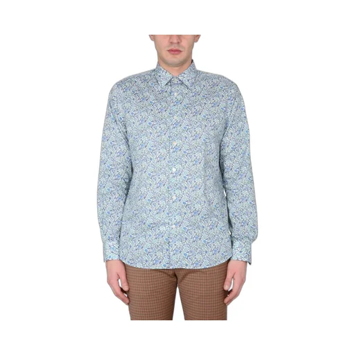 Paul Smith Floral-Printed Curved Hem Shirt