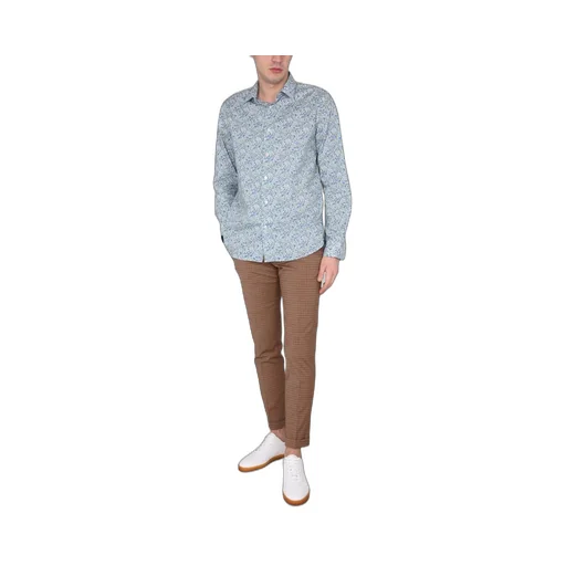 Paul Smith Floral-Printed Curved Hem Shirt