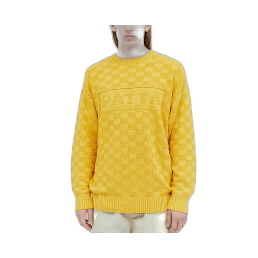 Patta Purl Ribbed-Knit Checked Jumper