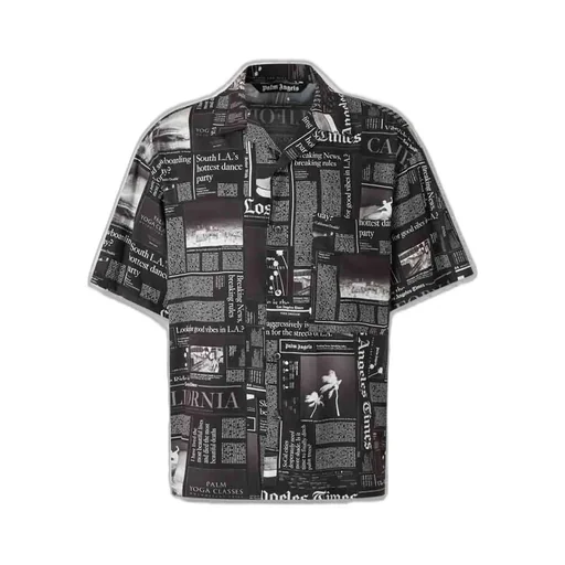 Palm Angels Newspaper Motif Short-Sleeved Shirt