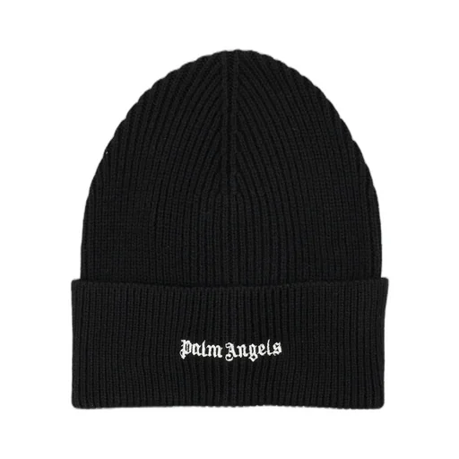 Palm Angels Logo Embroidered Ribbed-Knit Beanie