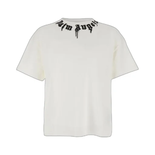 Palm Angels Neck Logo Printed Crewneck T-Shirt