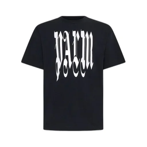 Palm Angels Gothic Logo Printed Crewneck T-Shirt